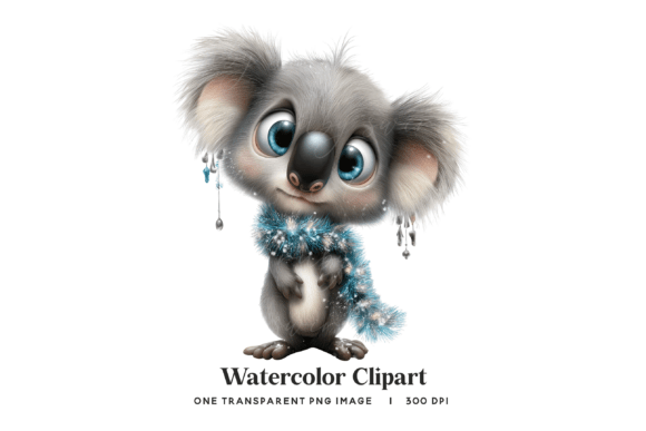 Download Winter Koala with Blue Tinsel PNG - Premium Bundle